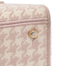 Dior | Pre-Owned Medium Embroidered Canvas Houndstooth Lady D Lite | Pink/Light Pink
