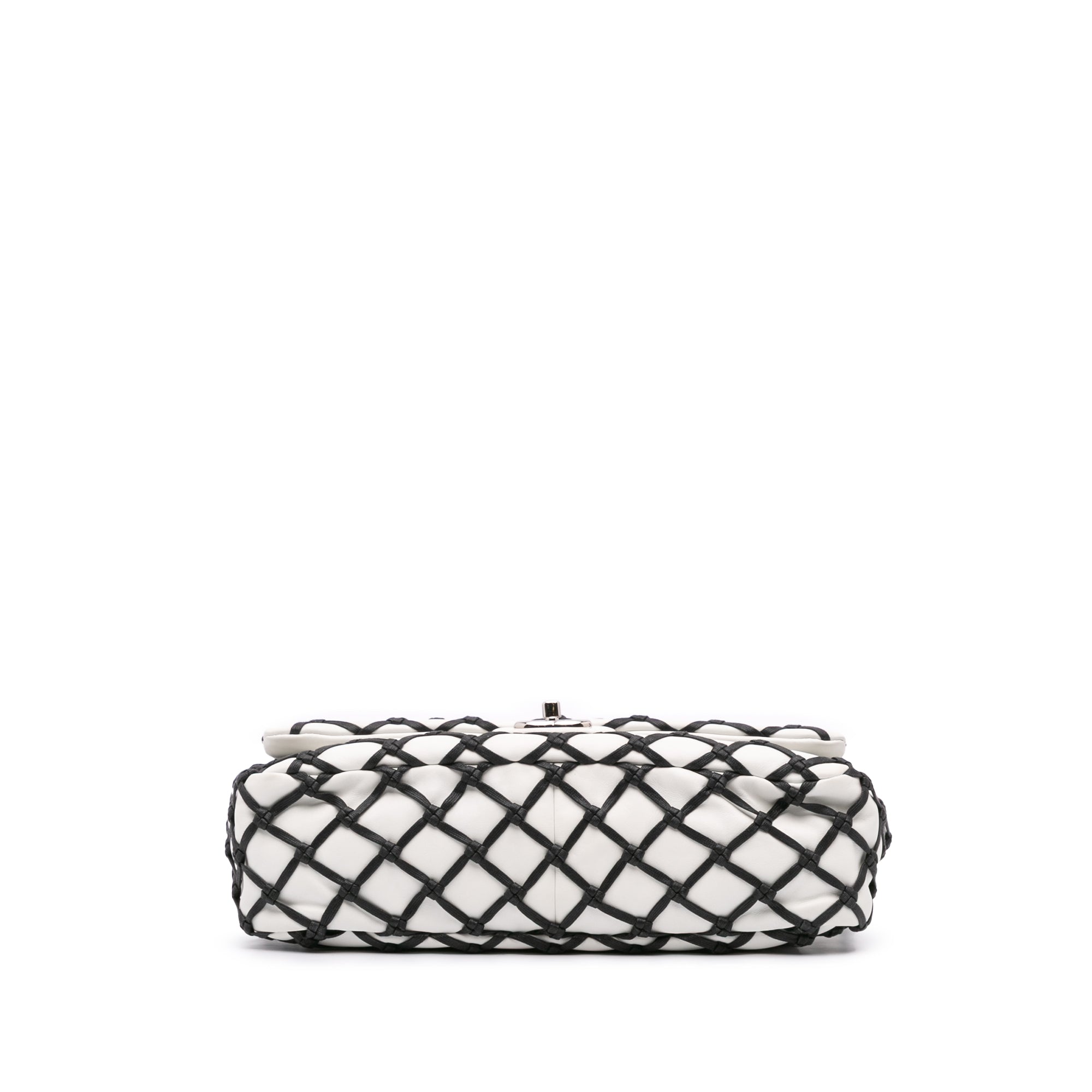 Chanel | Pre-Owned Jumbo Calfskin Canebiers Net Flap | White