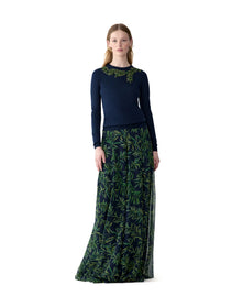 Embroidered Long Sleeve Crewneck Sweater | Midnight Multi