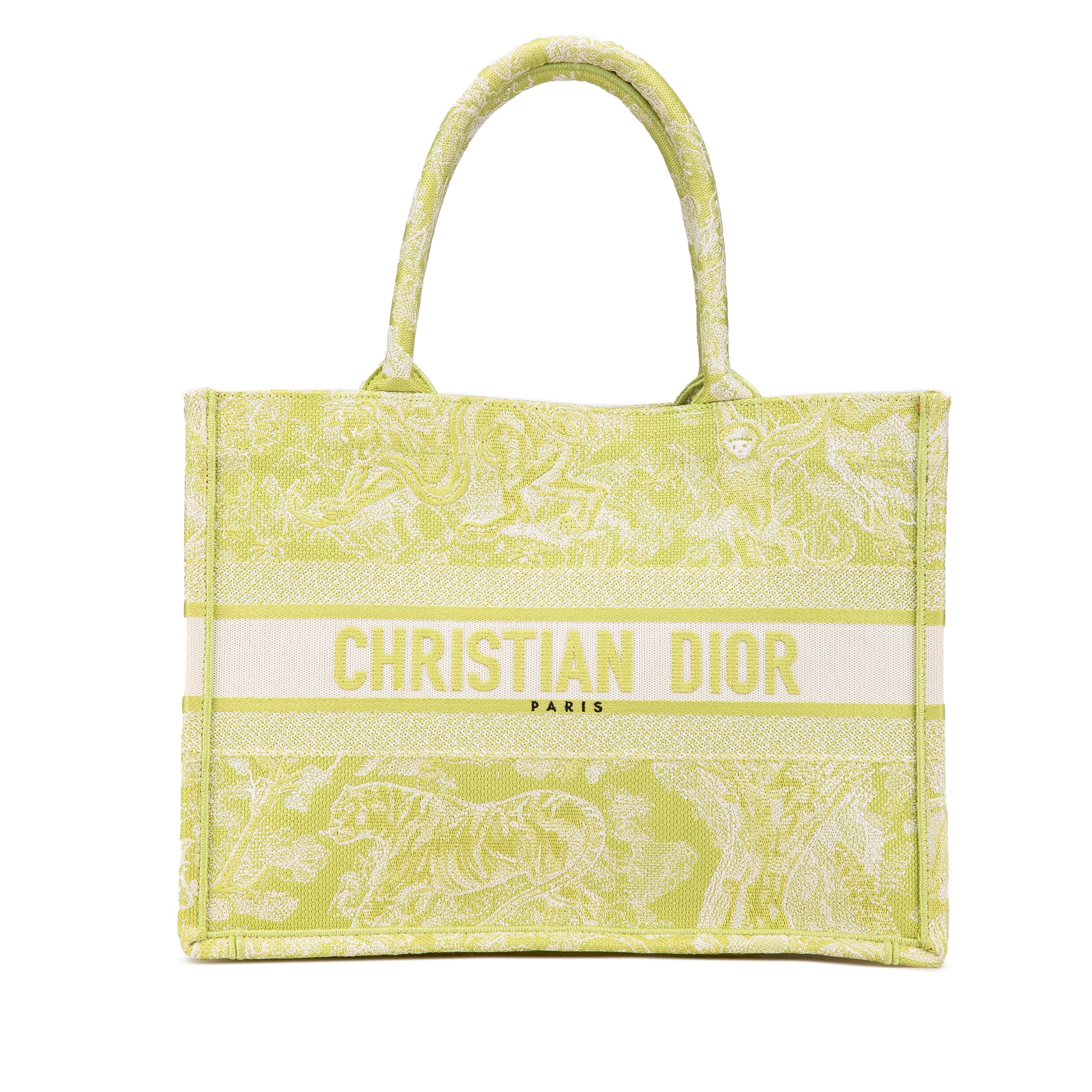 Dior | Pre-Owned Medium Canvas Embroidered Dioriviera Toile De Jouy Book Tote | Green/Light Green
