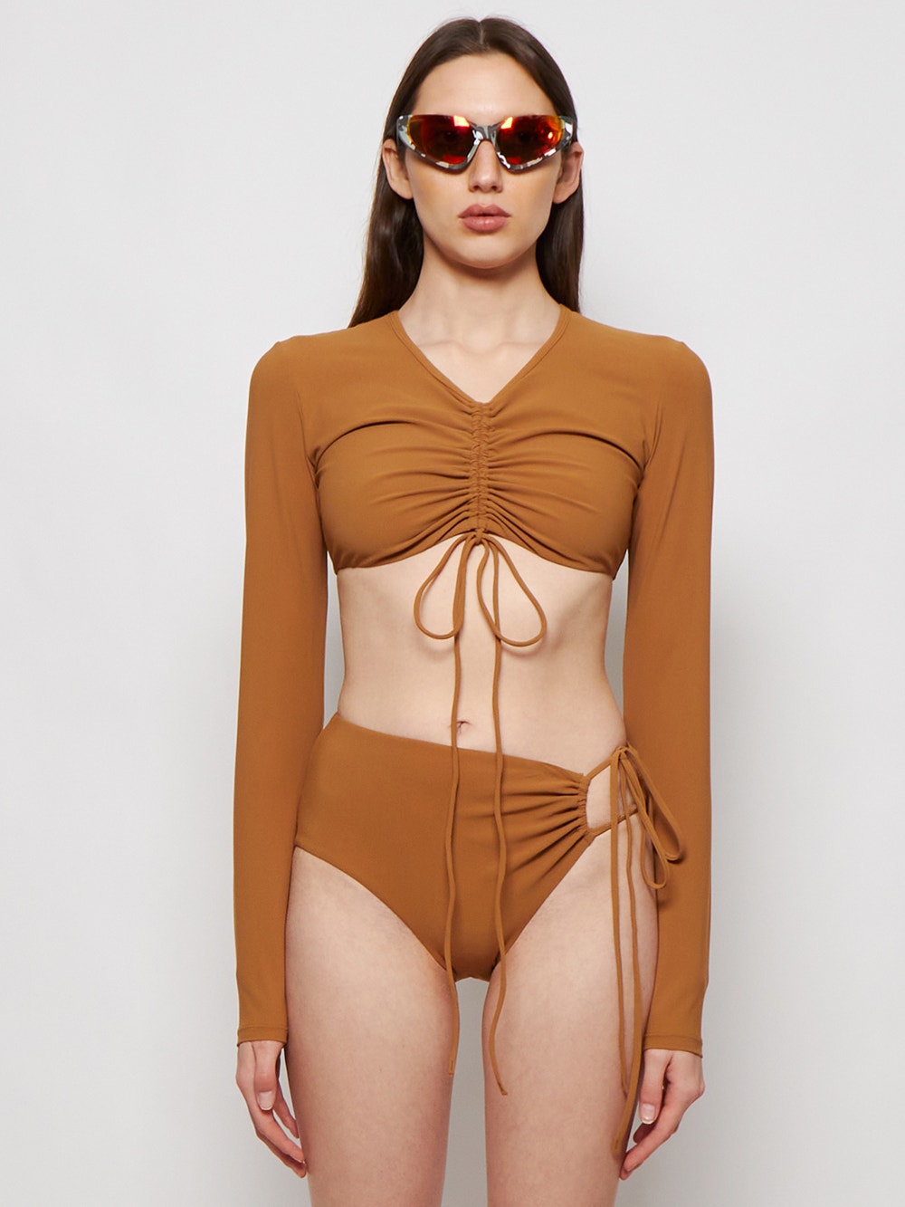 Women | Christopher Esber | Long-sleeve Sun Swim Tee | Suede Brown