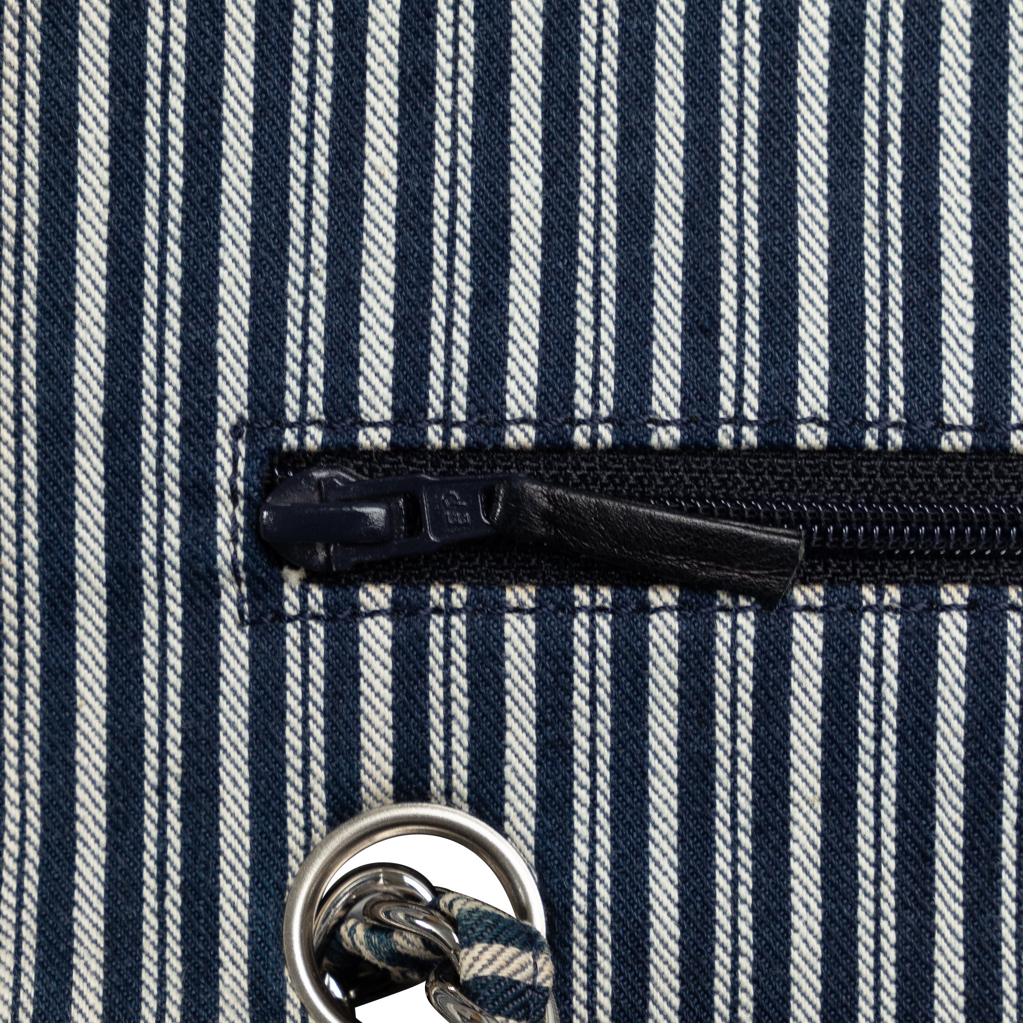 Chanel | Pre-Owned Medium Cotton Striped Double Flap | Blue