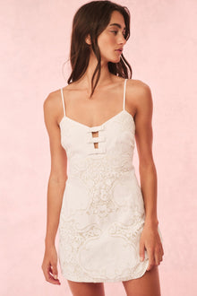 Rosalisa Cotton Doiley Lace Mini Dress | Optic White