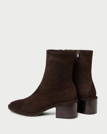 Roxy Brown Suede Ankle Bootie in brown suede.