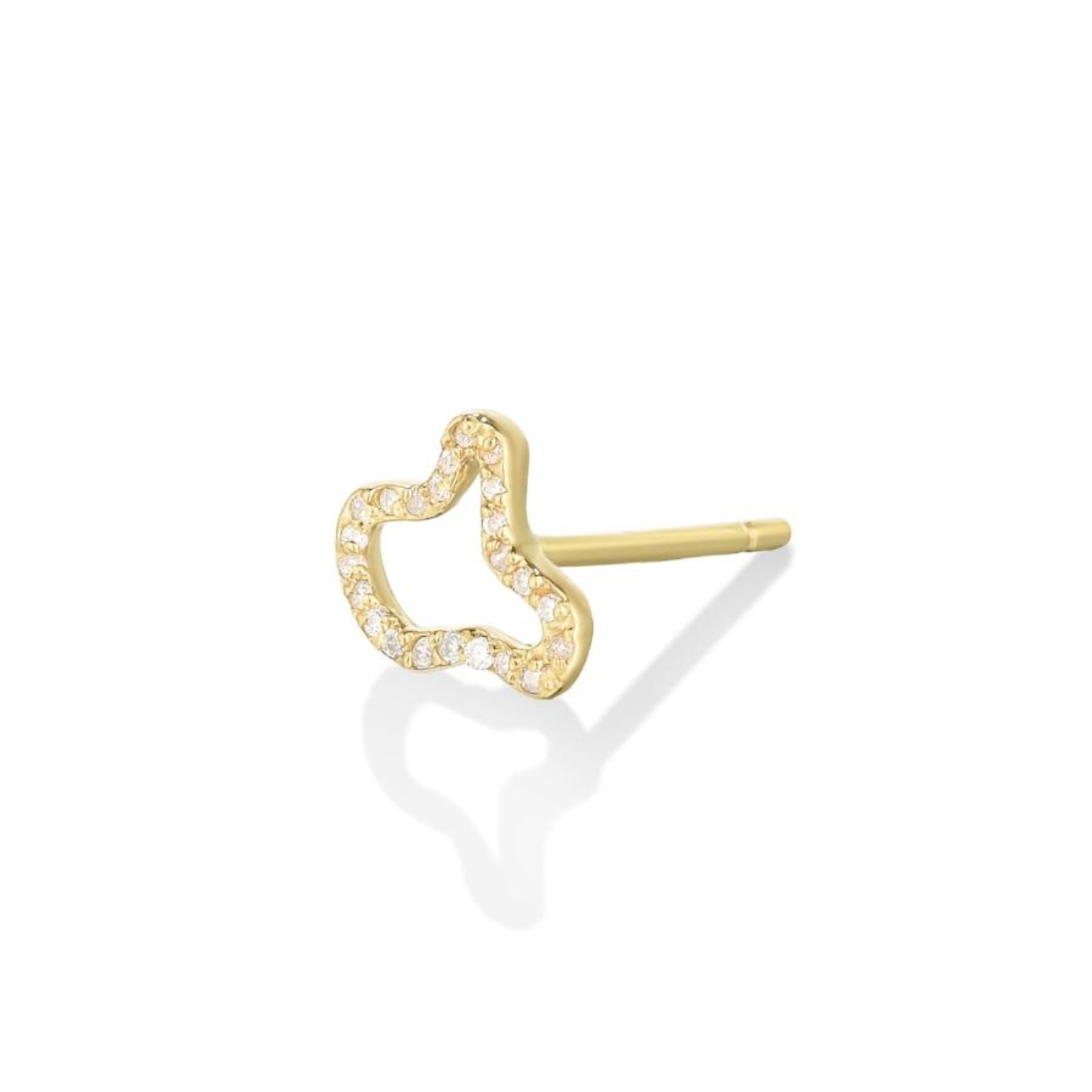 14k Recycled gold Full Pave Ripple Stud Earring on a white background