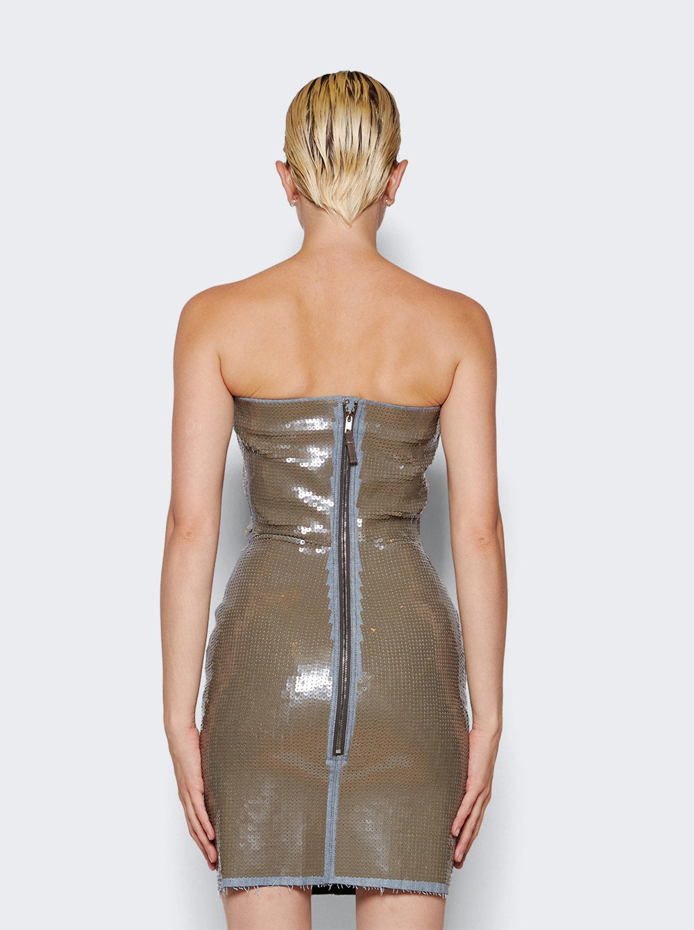 Women | Rick Owens | Embroidered Bustier Dress | Blue & Dust