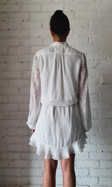 Womens | Aria Viscose Georgette Silver Butta Short Dress | White
