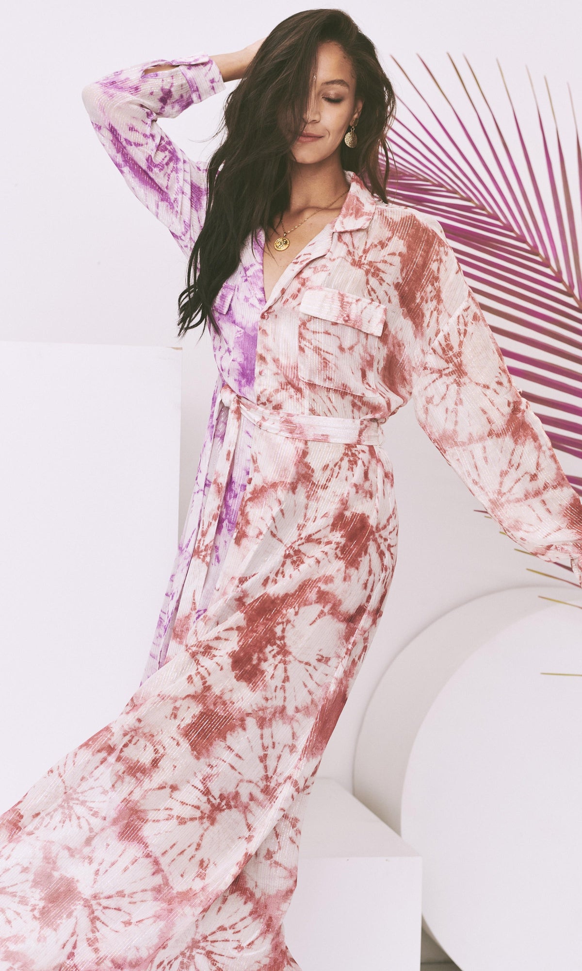 Rococo Sand | Ava Viscose Georgette Lurex Long Dress | Multi