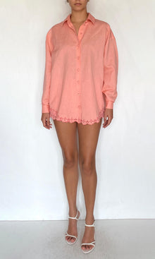 Womens | Bea Linen Cotton Oversized Shirt | Pink