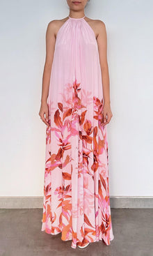 Rococo Sand | Cai Viscose Natural Crepe Long Dress | Pink Multi