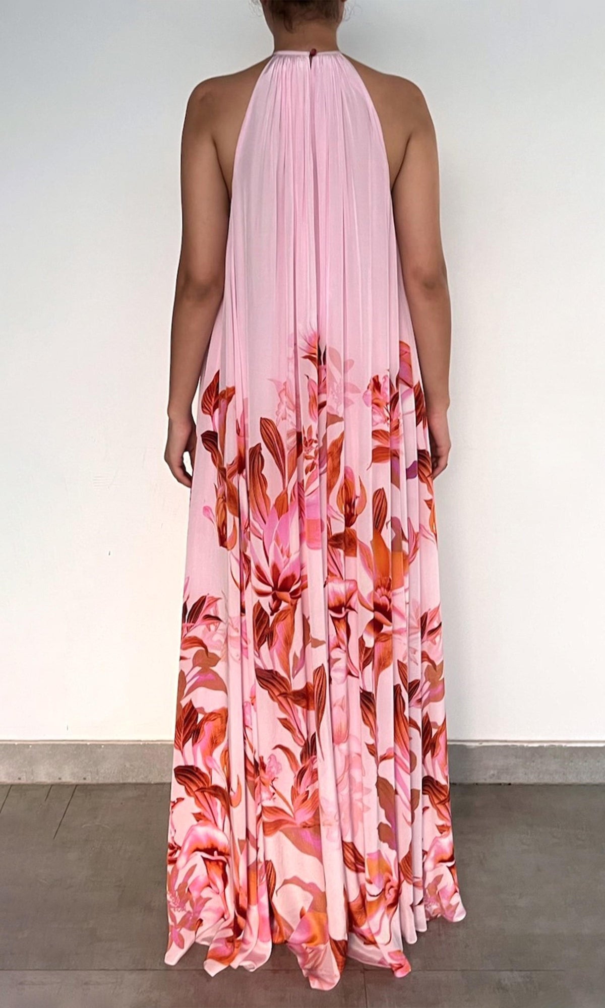 Rococo Sand | Cai Viscose Natural Crepe Long Dress | Pink Multi