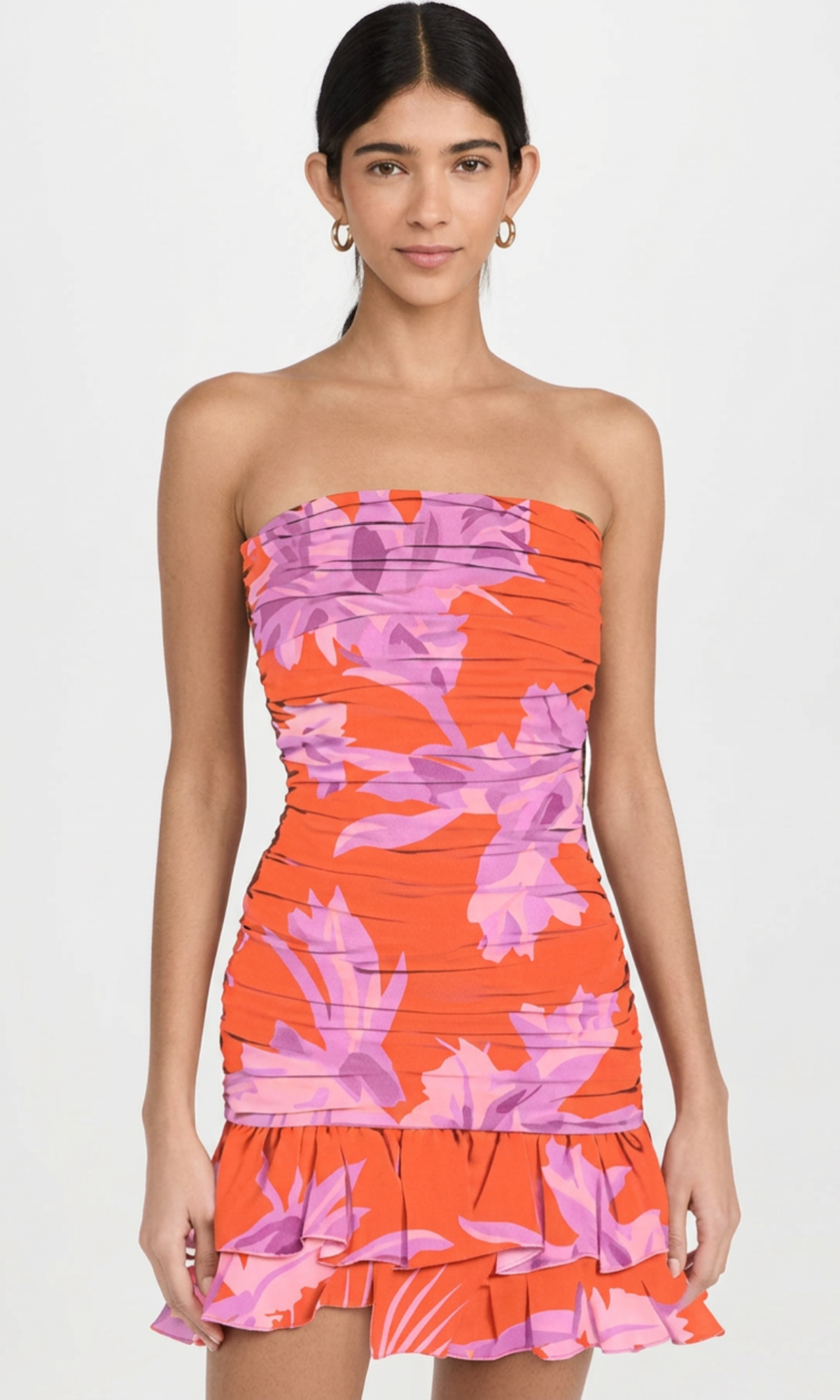 Rococo Sand | Casey Viscose Crinkle Chiffon Short Dress | Orange