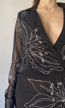 Womens | Dream Viscose Crinkle Chiffon Long Dress | Black