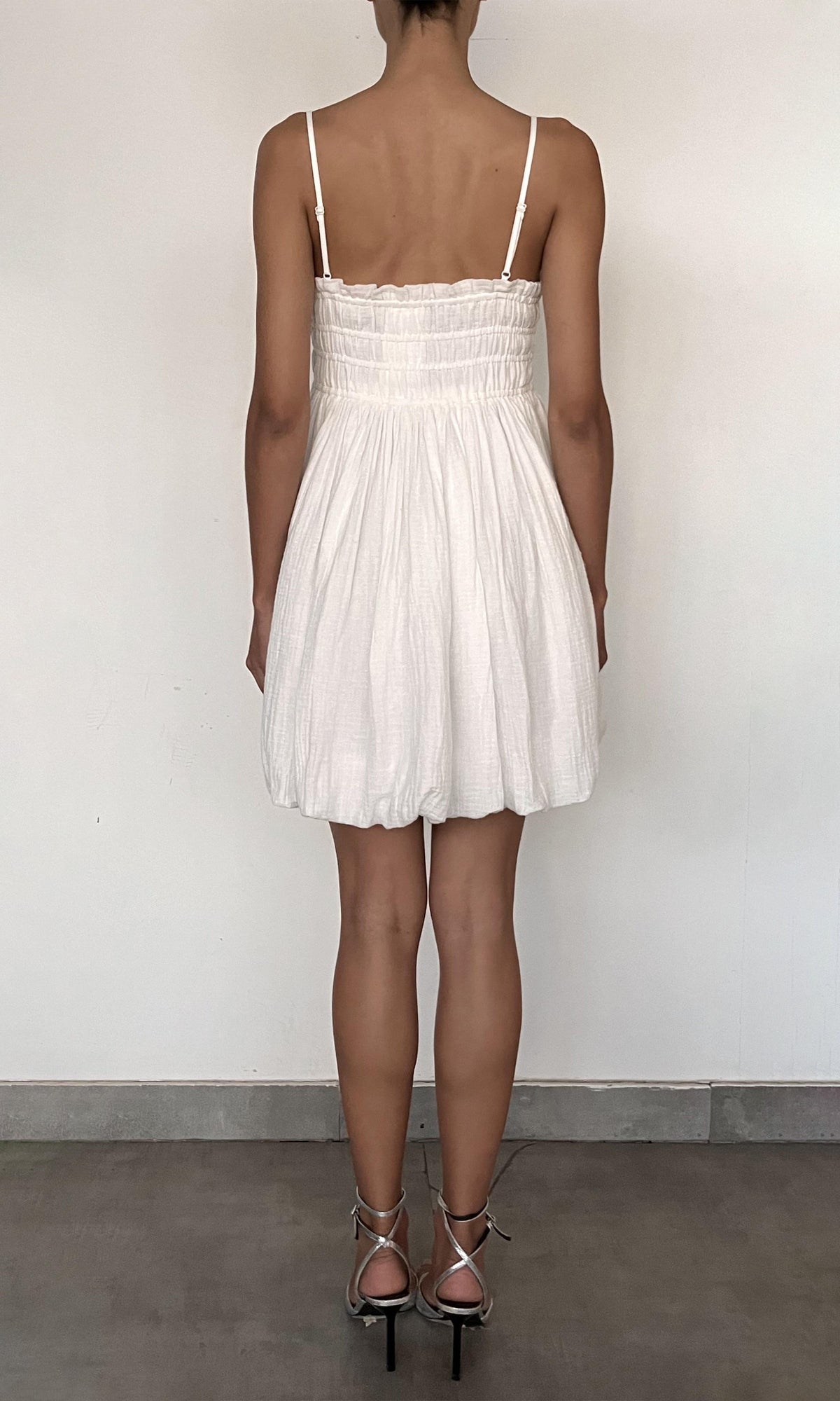 Womens | Eli Cotton Double Cloth Gauze Mini Dress With Smocking | White