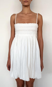 Womens | Eli Cotton Double Cloth Gauze Mini Dress With Smocking | White