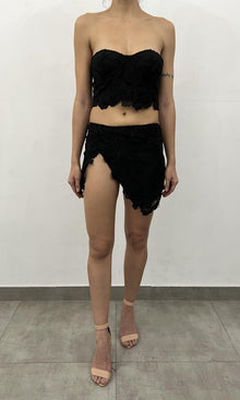 Rococo Sand | Eliza Polyester Chemical Lace Short Skirt | Black