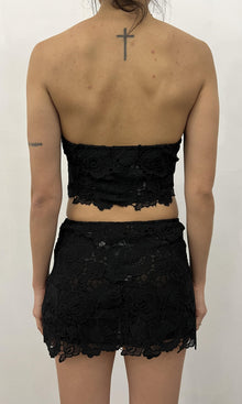 Rococo Sand | Eliza Polyester Chemical Lace Short Skirt | Black