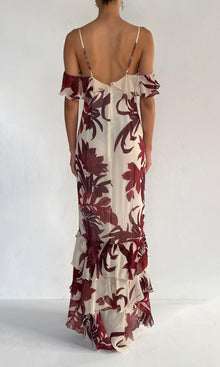 Womens | Eve Viscose Crinkle Chiffon High Low Maxi Dress | Pink Burgundy