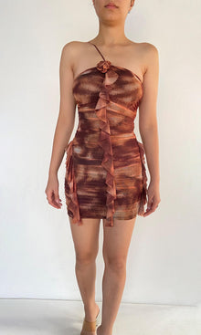 Womens | Inv Nylon Net Short Dress | Brown