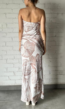 Rococo Sand | Inv Polyester Satin Long Dress | White/Beige
