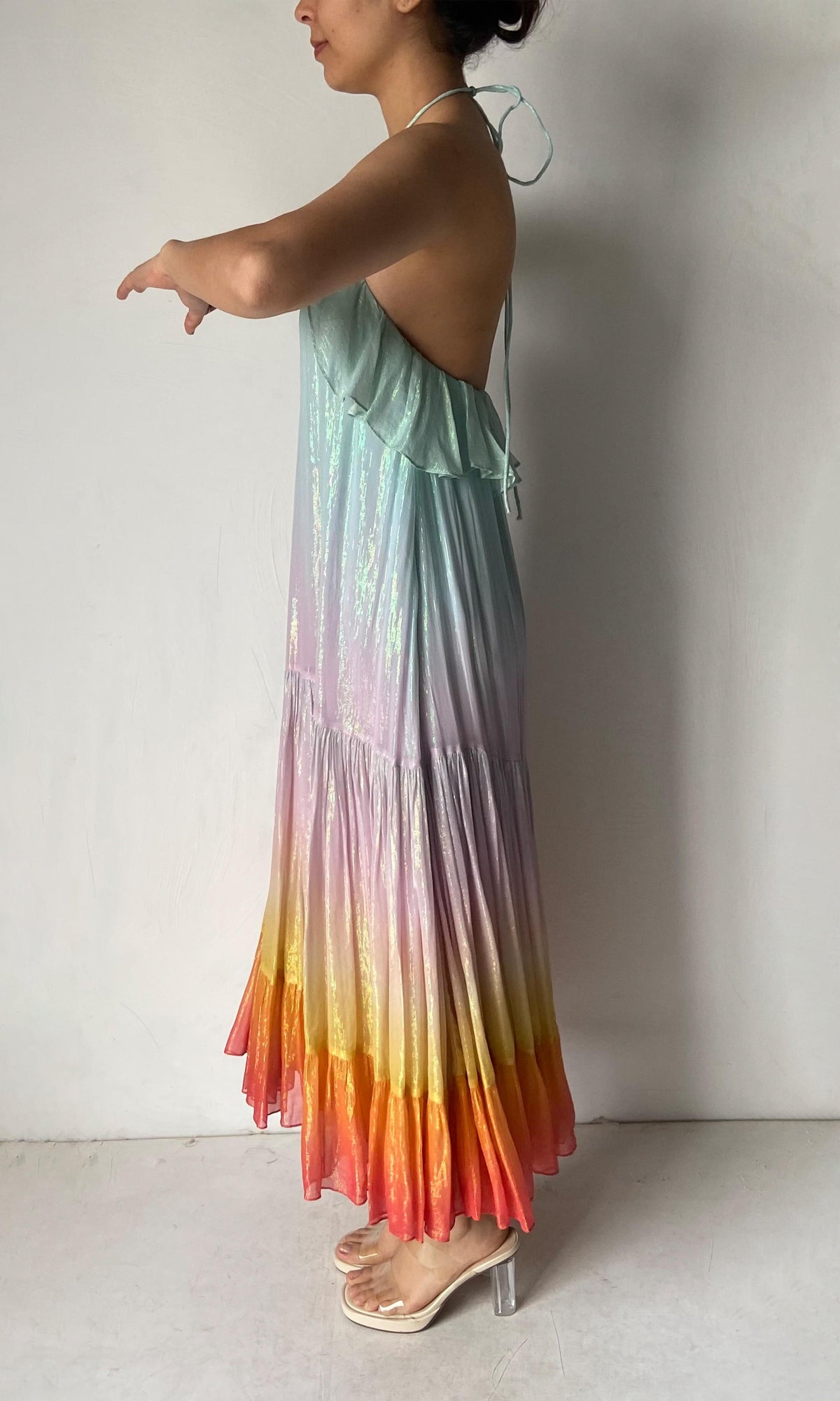 Rococo Sand | Inv Viscose Georgtte Lurex Long Dress | Multi Colour