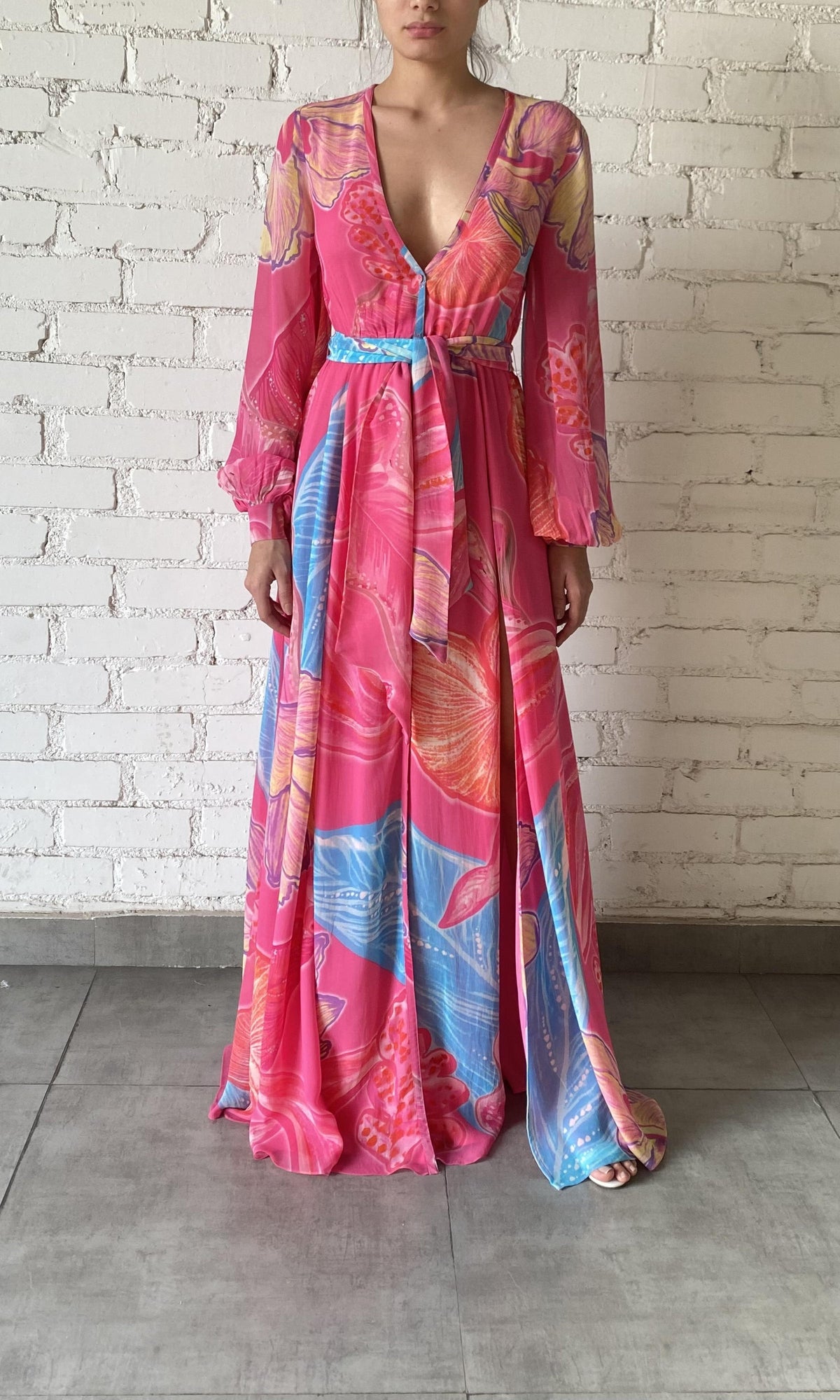 Womens | Juno Viscose Georgette Maxi Dress | Pink