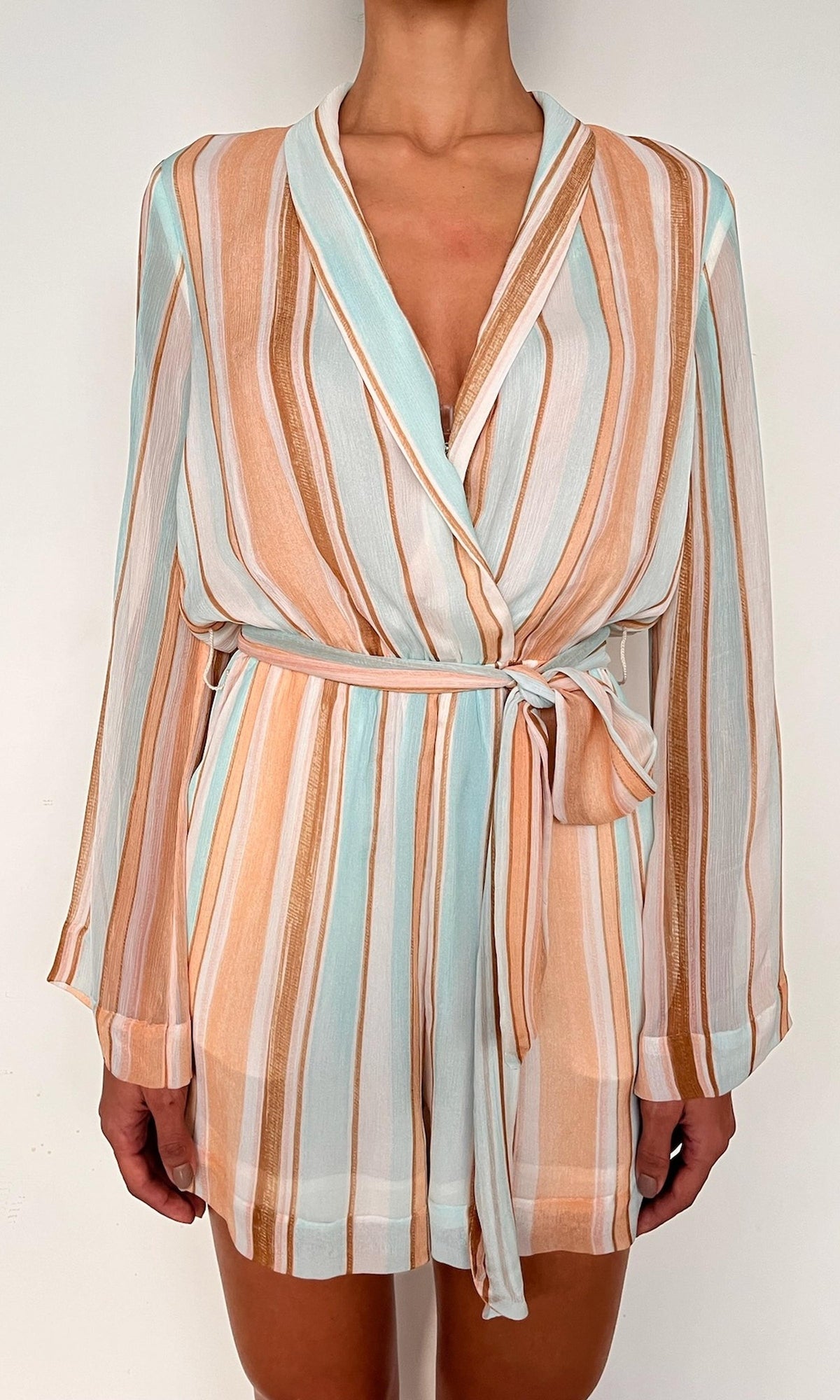 Womens | Kage Heavy Viscose Crinkle Chiffon Romper | Brown White