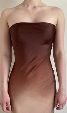 Womens | Kara Polyester Satin Lycra Long Dress | Brown/Beige