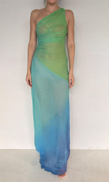 Womens | Kiki Polyester Chiffon Long Dress | Blue Green