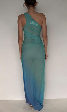 Womens | Kiki Polyester Chiffon Long Dress | Blue Green