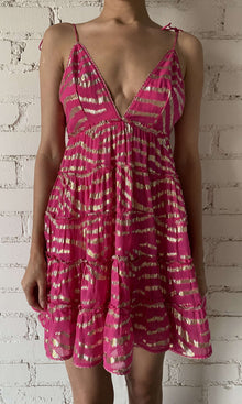 Rococo Sand | Lara Viscose Short Dress | Fuchsia