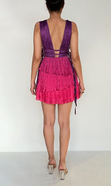 Womens | Paige Polyester Satin Short Dress | Pink Purple
