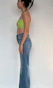 Rococo Sand | Sasha Cotton Schiffli Twist-Front Bandeau | Green