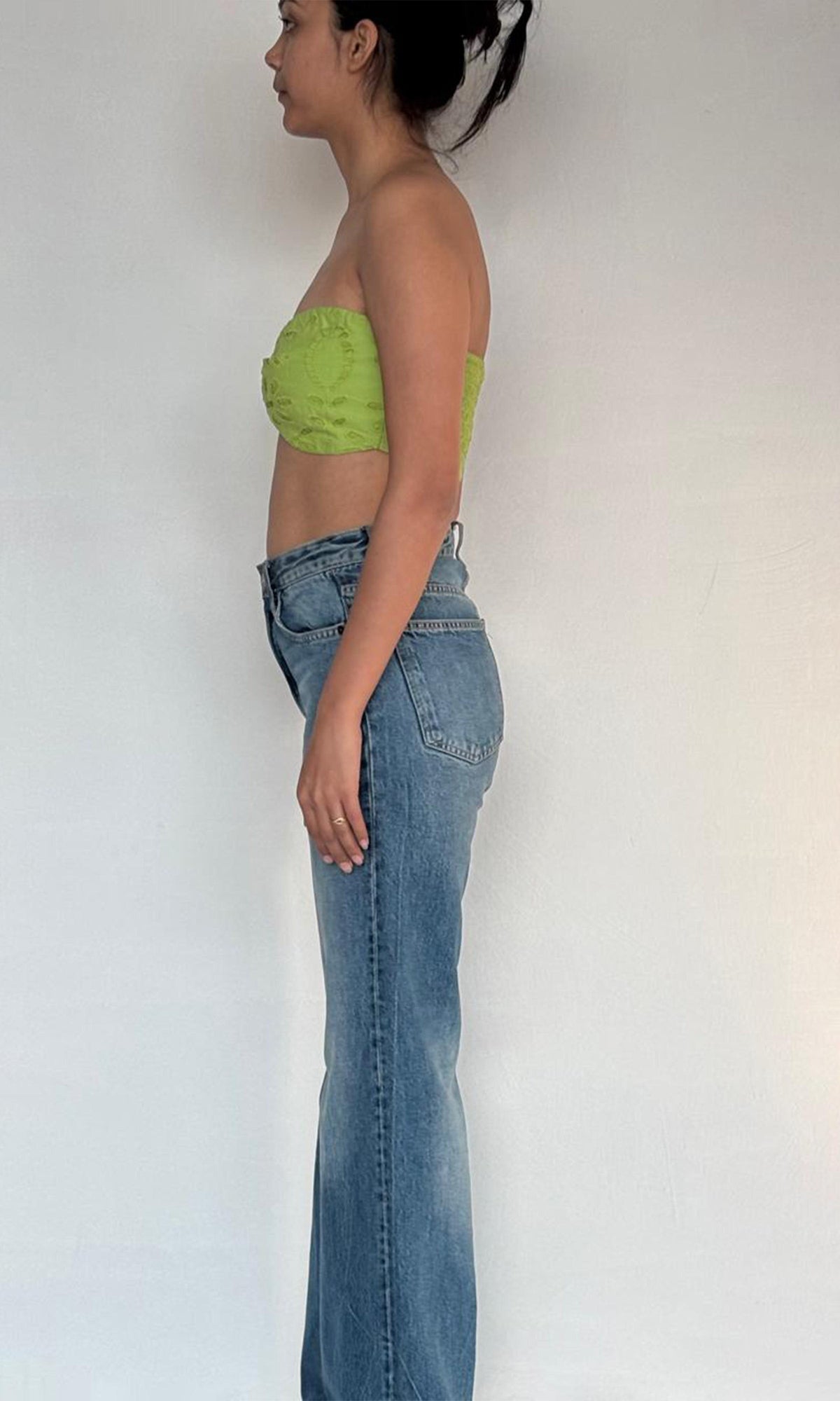 Rococo Sand | Sasha Cotton Schiffli Twist-Front Bandeau | Green