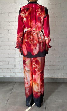 Womens | Shia Viscose Satin Pants | Black Pink Multi
