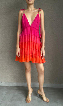 Womens | Skye Viscose Crincle Chiffon Short Dress | Pink