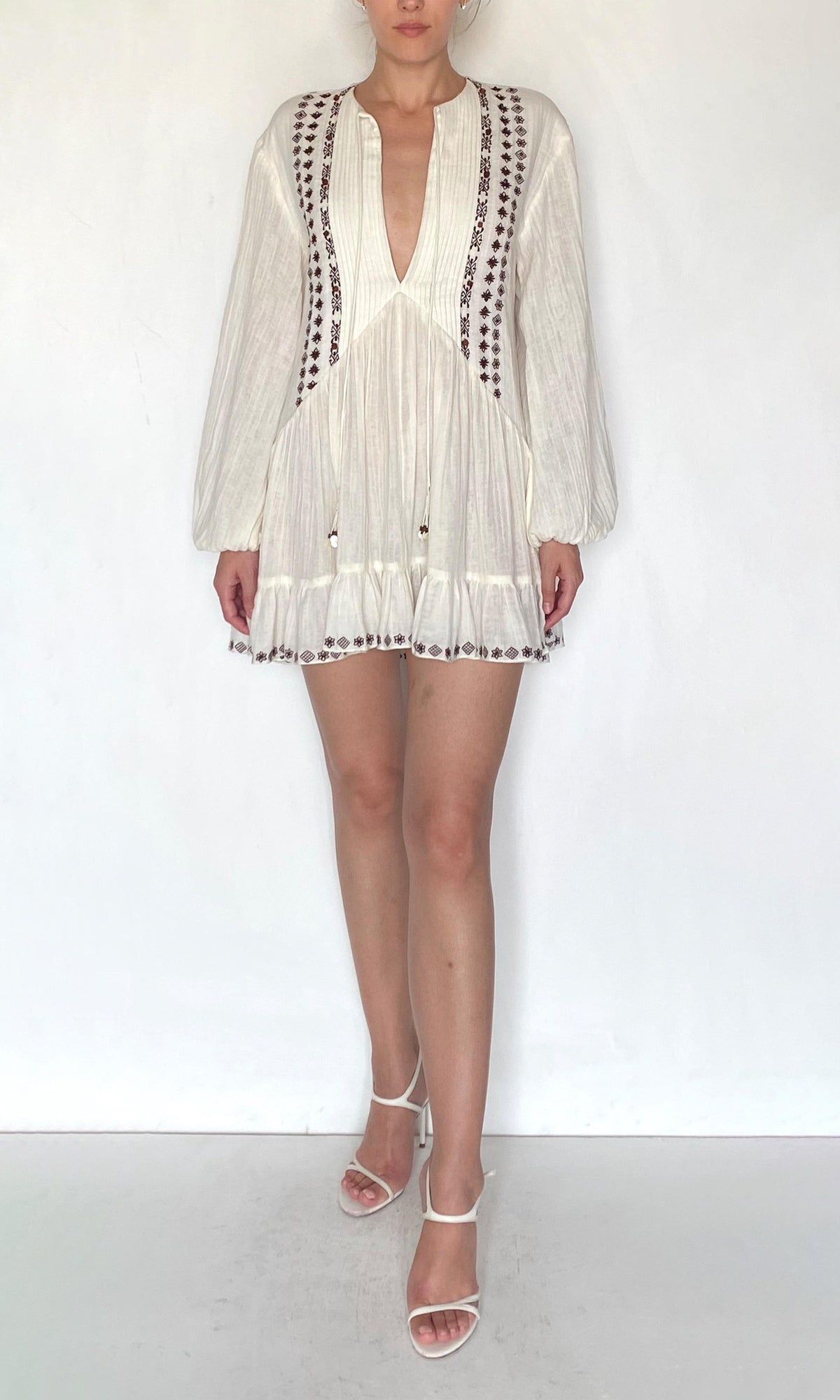 Rococo Sand | Taz Double Gauze Pintucks Detail Dress | White
