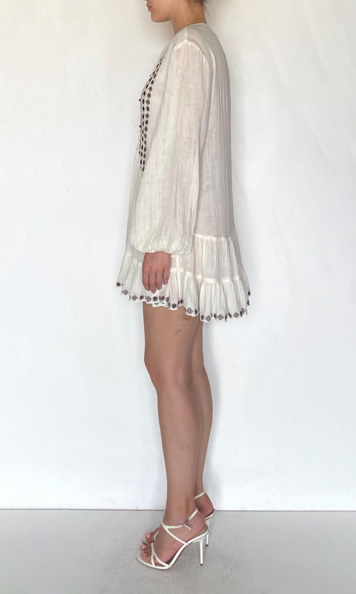 Rococo Sand | Taz Double Gauze Pintucks Detail Dress | White