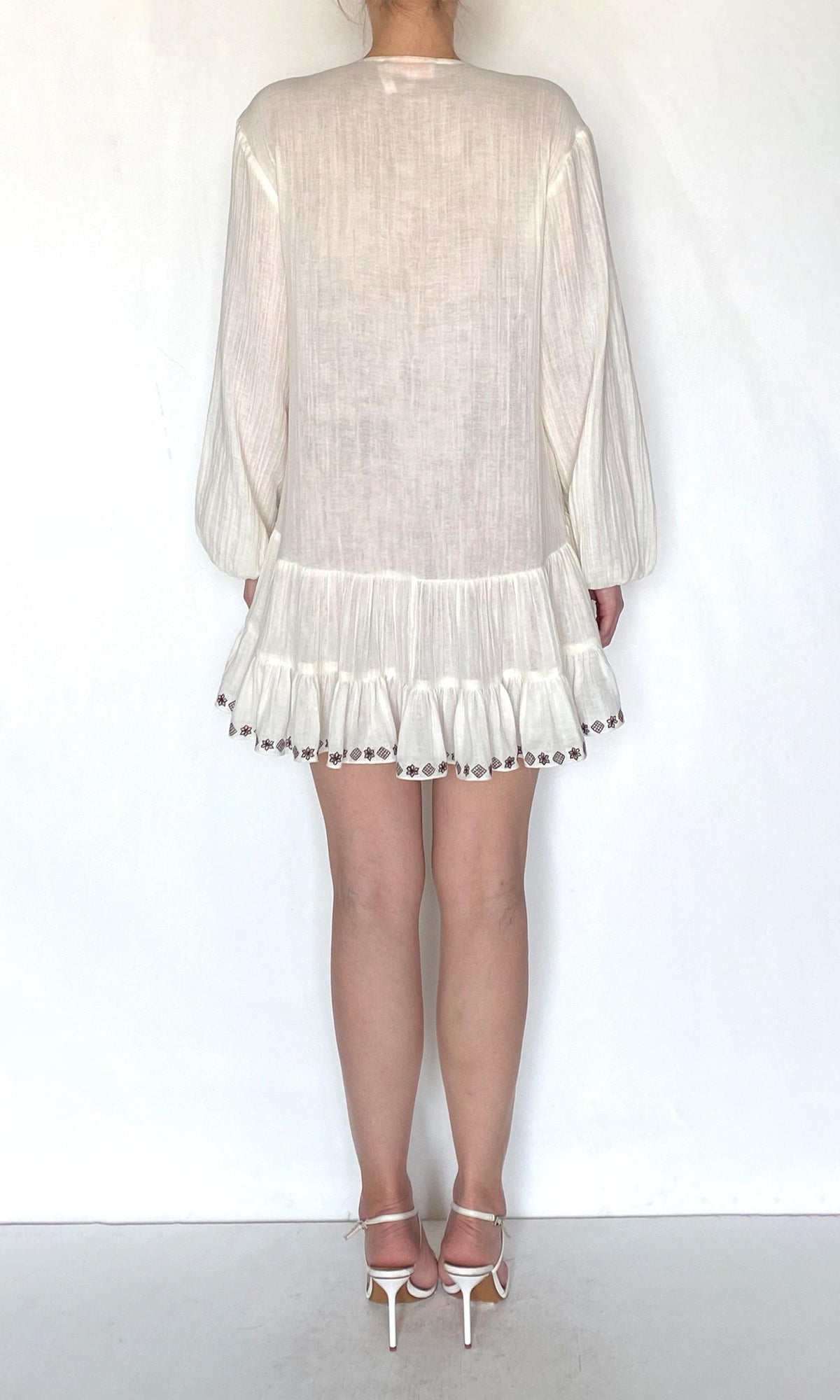 Rococo Sand | Taz Double Gauze Pintucks Detail Dress | White