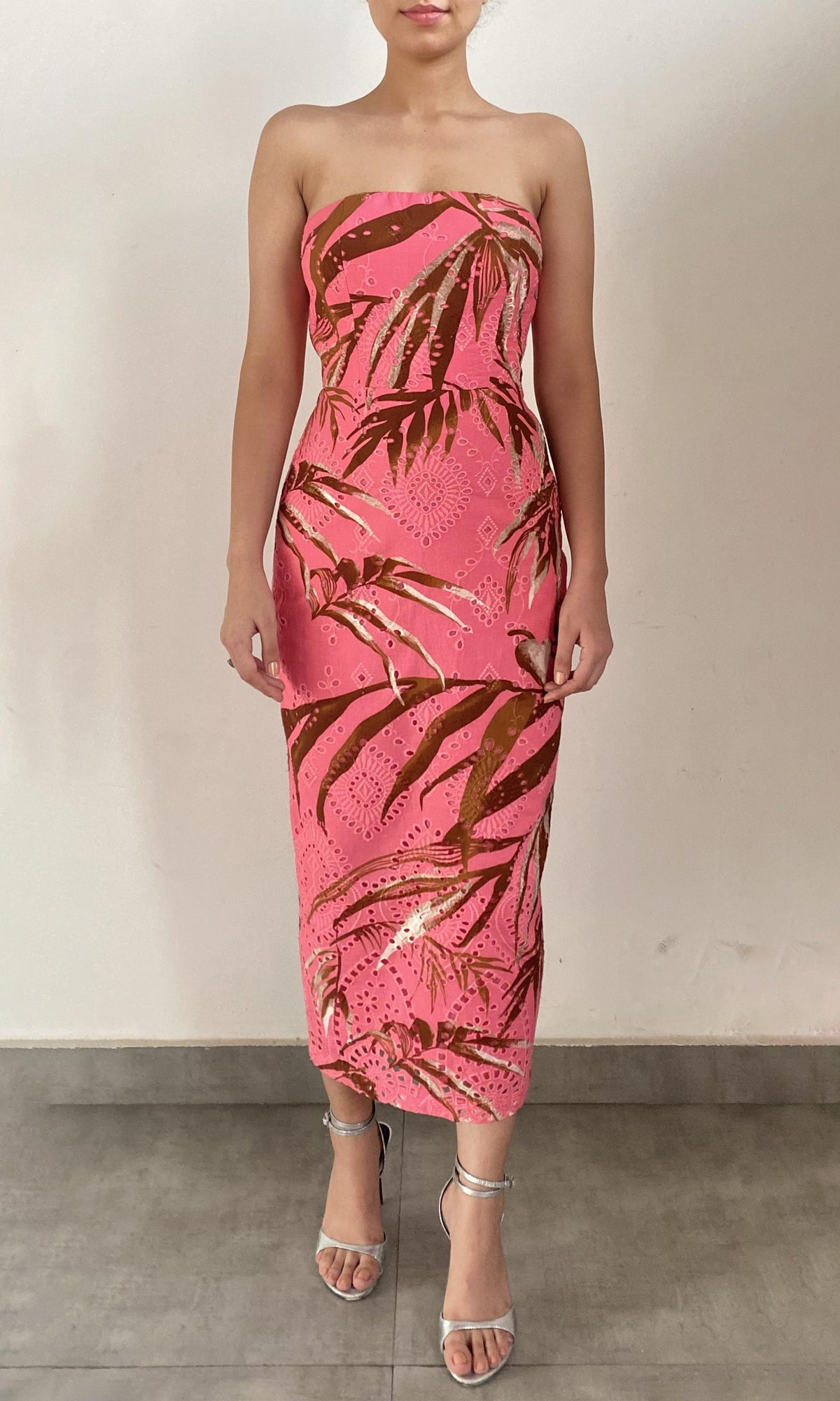 Womens | Vivi Cotton Schiffli Midi Dress | Pink