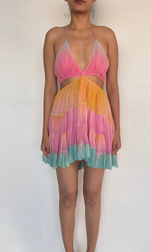 Womens | Zale Viscose Crinkle Chiffon Short Dress | Ombre
