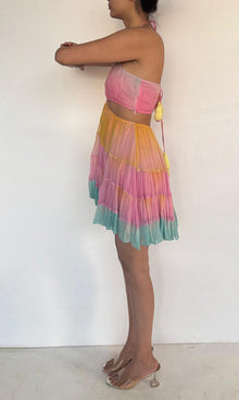 Womens | Zale Viscose Crinkle Chiffon Short Dress | Ombre