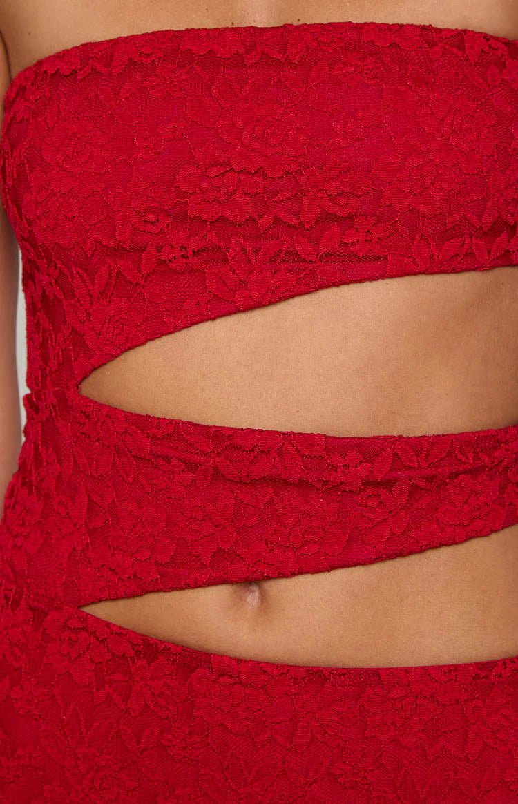 Rae Strapless Maxi Dress | Red