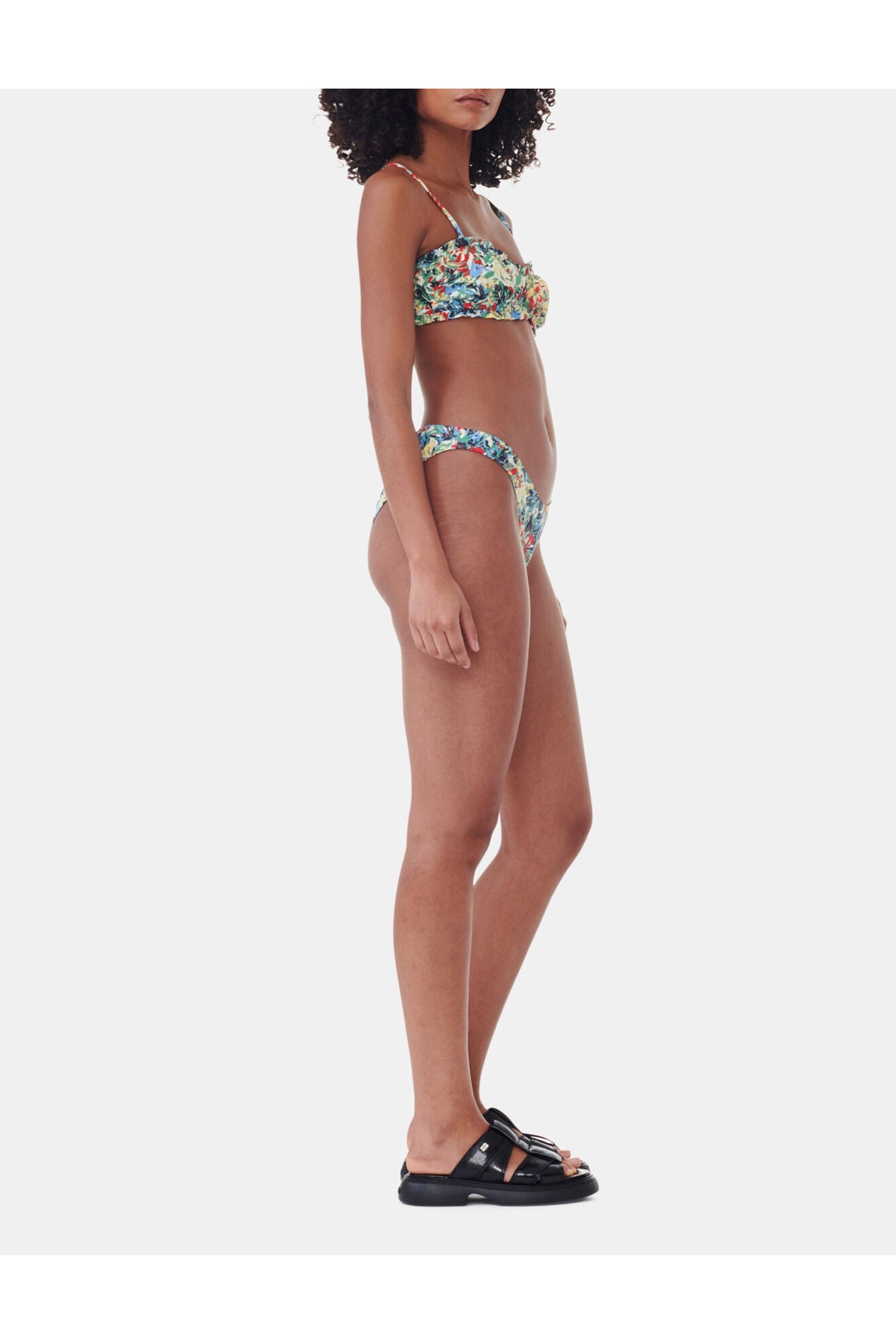 Recycled Printed Ruffle Bandeau Bikini Top | Multicolour