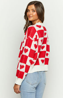 Heart Patchwork Jumper | Red