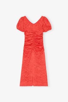 Red Crinkled Satin Midi Dress | Grenadine
