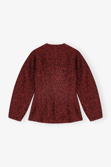 Red Herringbone Wool Curve Sleeve Blazer | Winery