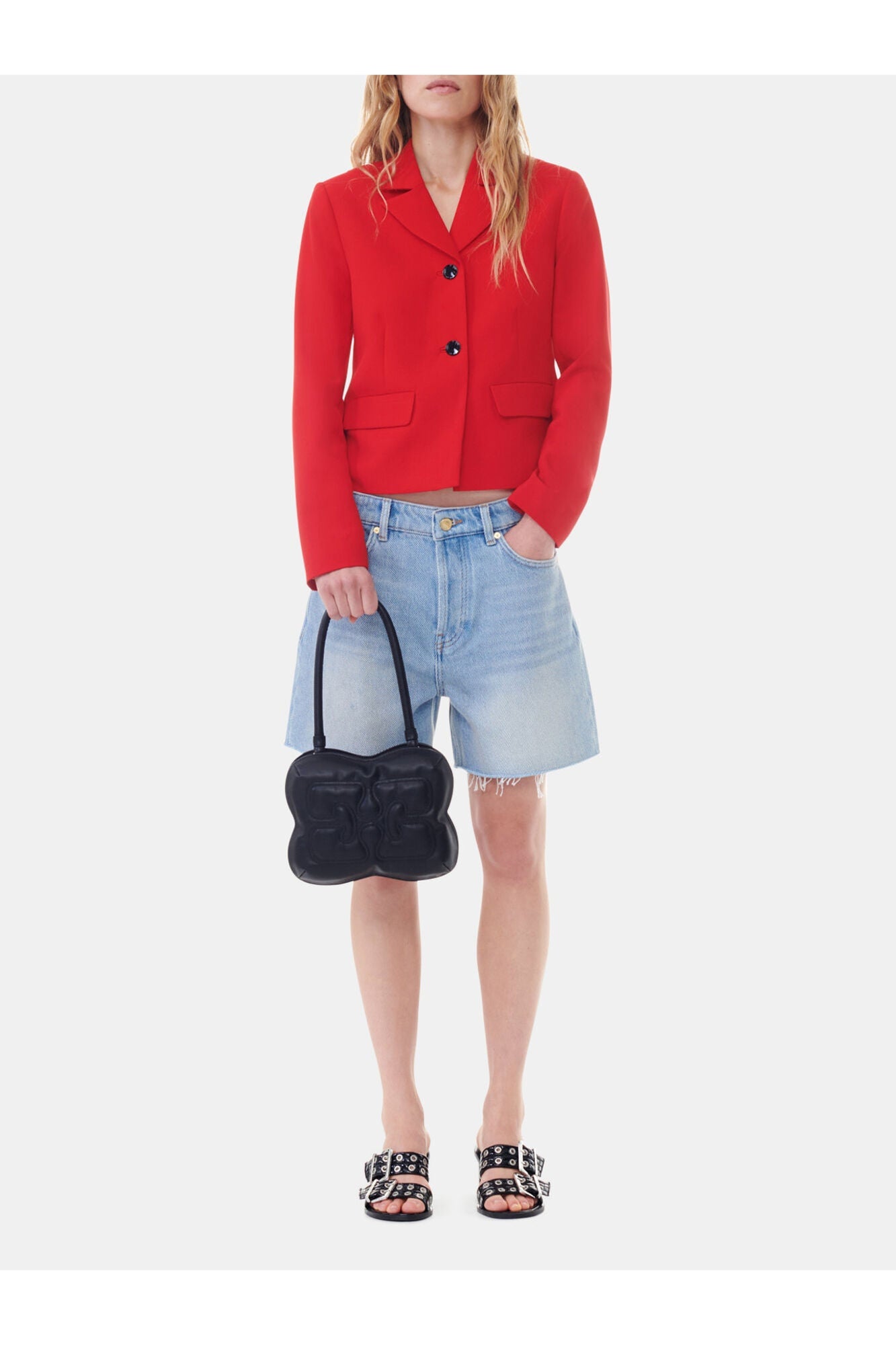 Red Twill Suiting Fitted Blazer | Barbados Cherry