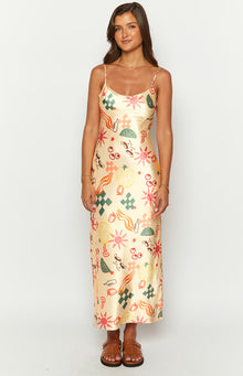 Renesmee Golden Escape Print Maxi Dress | Yellow