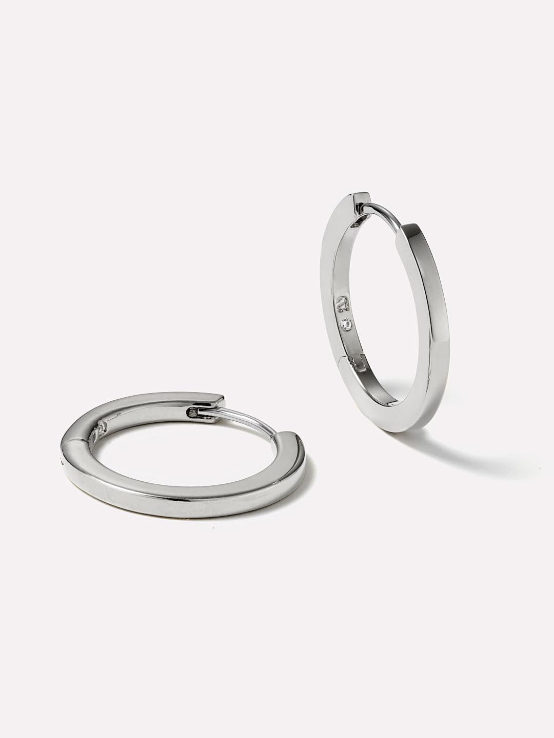 Rhodium Plated Hoop Earrings For Women Ana Luisa Huggie Hoops Medium Silver